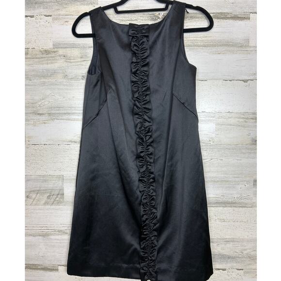 Lilly Pulitzer womens size 4 black Satin Shift midi Dress ruffle little evening - Picture 1 of 6